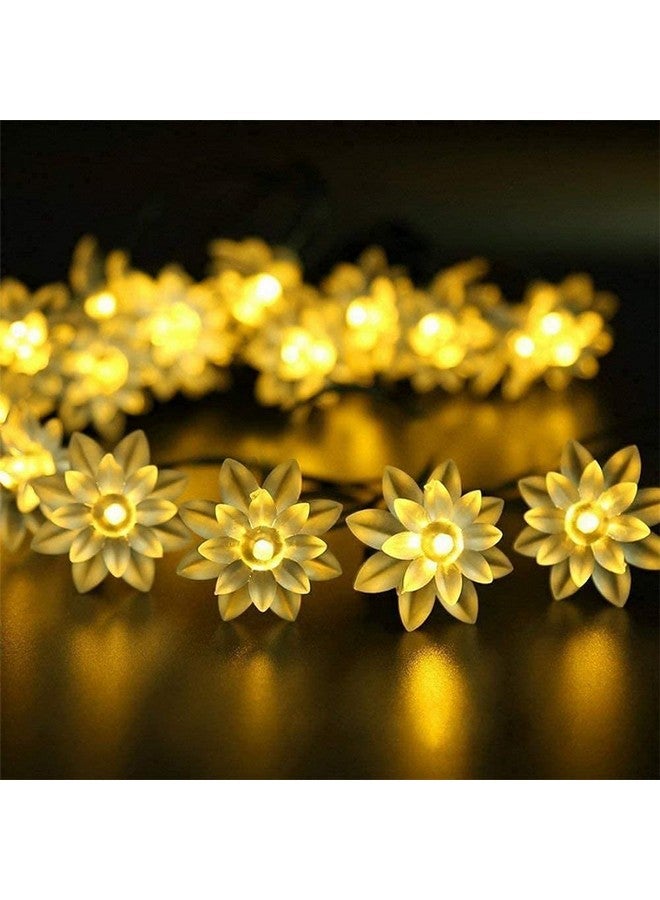 One94Store Double Silicone Flower String Light 14 LED 3 Meter Lotus Fairy Light for Home Decoration, Indoor Outdoor Decoration Waterproof Flower Light for Diwali, Christmas (Warm White, Plug-in) - Image 1