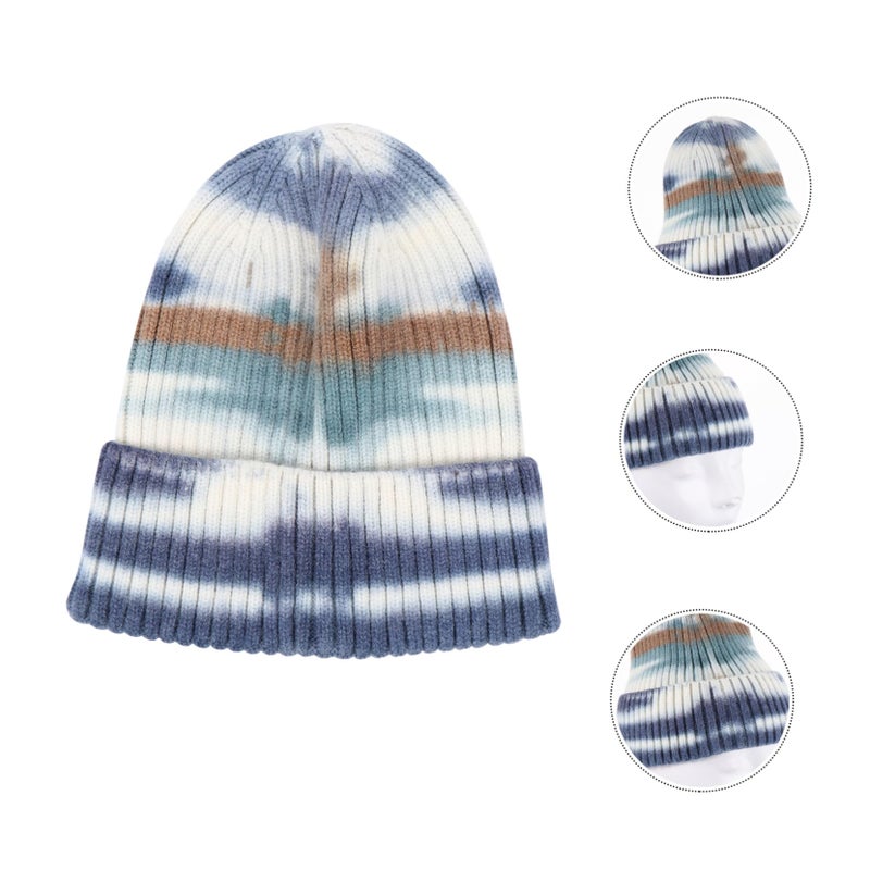 Woolen Tie Dye Dome Hat For Men And Women Knitted Beanie For Cold Weather - Image 5