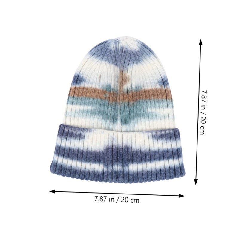 Woolen Tie Dye Dome Hat For Men And Women Knitted Beanie For Cold Weather - Image 3
