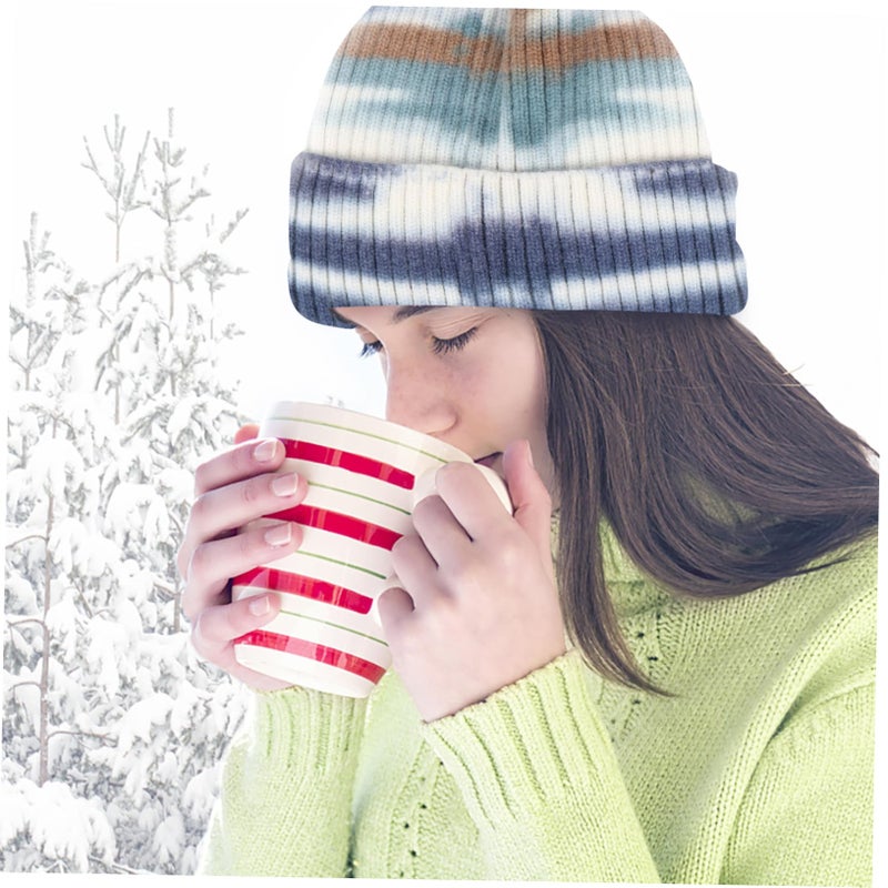 Woolen Tie Dye Dome Hat For Men And Women Knitted Beanie For Cold Weather - Image 4
