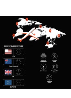 Maxwell Electronics Maxwell 70W GaN Universal International Travel Adapter 3 Ports with Built-In Retractable USB-C Cable Qualcomm Quick Charge 65W, Worldwide AC Outlet Plugs for USA, New Zealand, UK, Europe Adapter  - Image 5