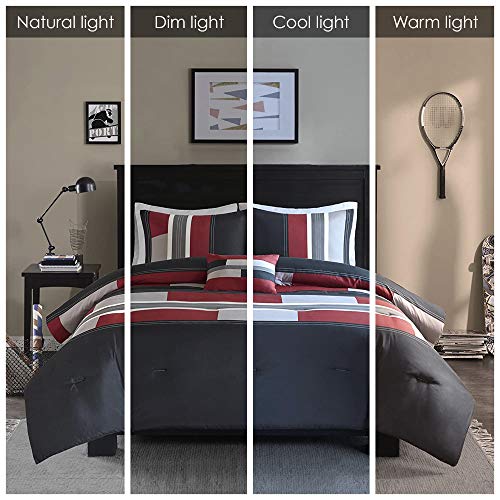 Comfort Spaces Casual Comforter Set Sporty Design, Vibrant Color, Active Lifestyle Boys Bedroom Décor, All Season Soft Microfiber Bedding Set, Decorative Pillow, Sham Black/Red Twin/Twin XL 3 Piece - Image 2