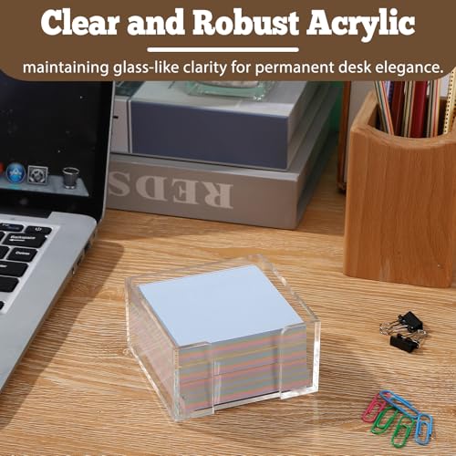 Uaimvie Acrylic Sticky Note Holder, 3x3 Crystal Clear Notepad Holder with Anti-Slip Base Sticky Note Dispenser for Office Desk, Home Organizer - Image 3