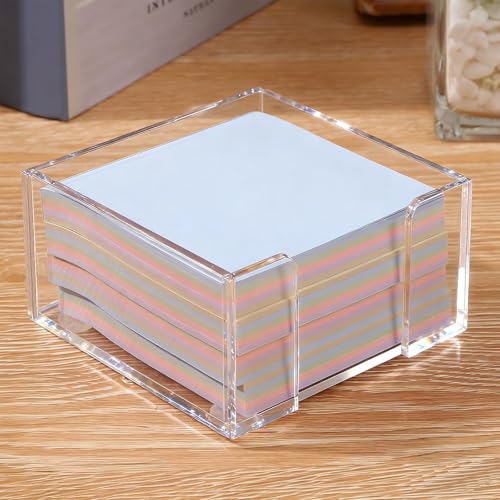 Uaimvie Acrylic Sticky Note Holder, 3x3 Crystal Clear Notepad Holder with Anti-Slip Base Sticky Note Dispenser for Office Desk, Home Organizer - Image 1