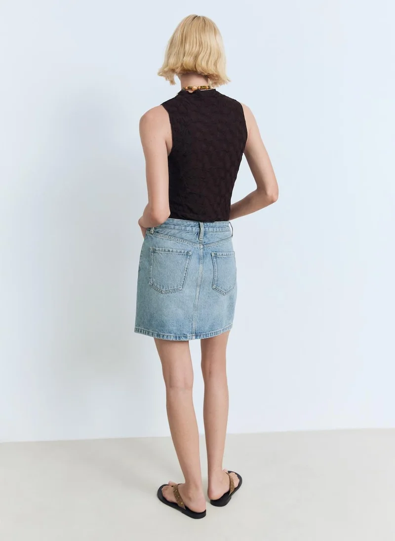 MANGO Denim Short Skirt