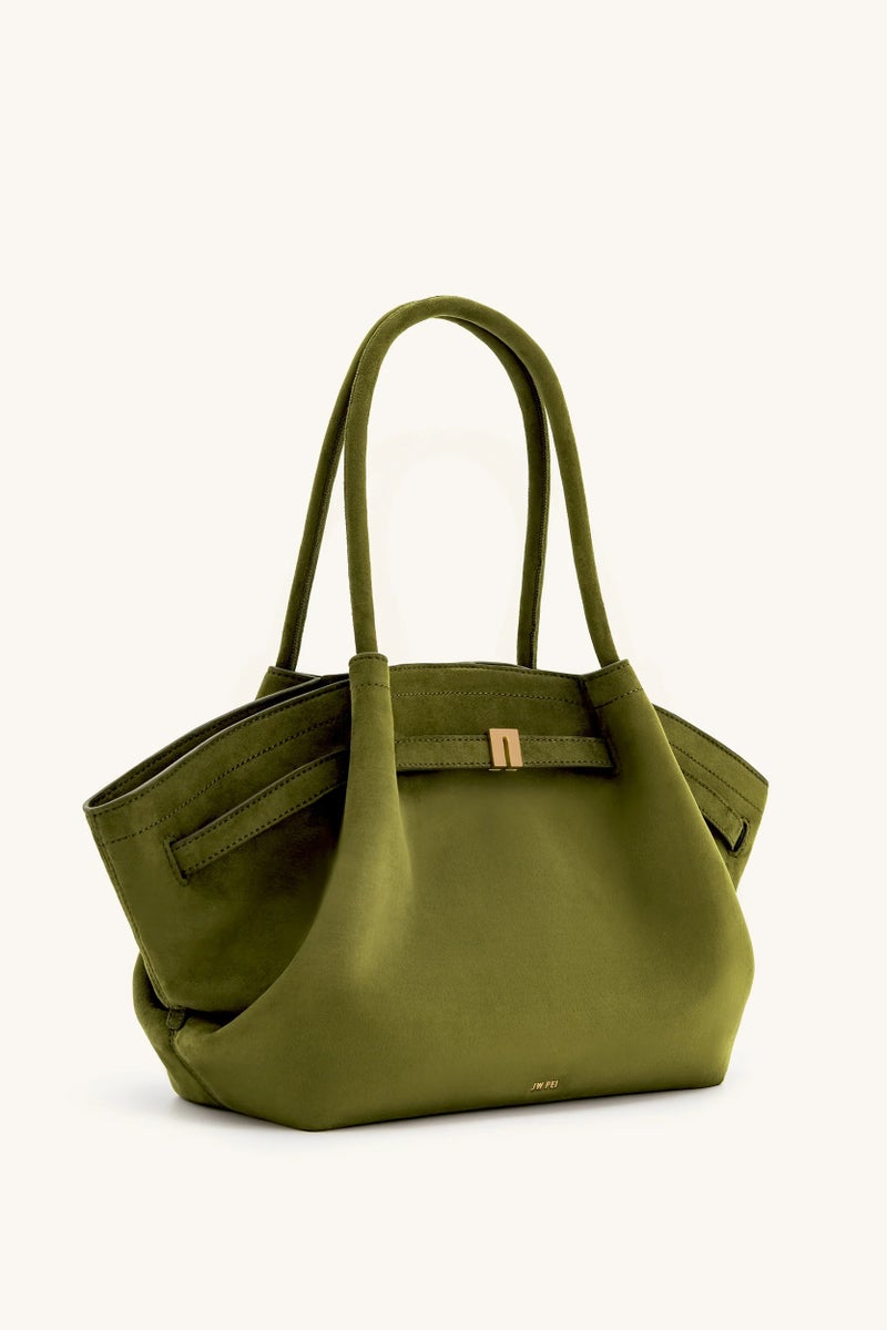 حقيبة يد متوسطة الحجم من الجلد الصناعي باللون الزيتوني الداكن من Hana