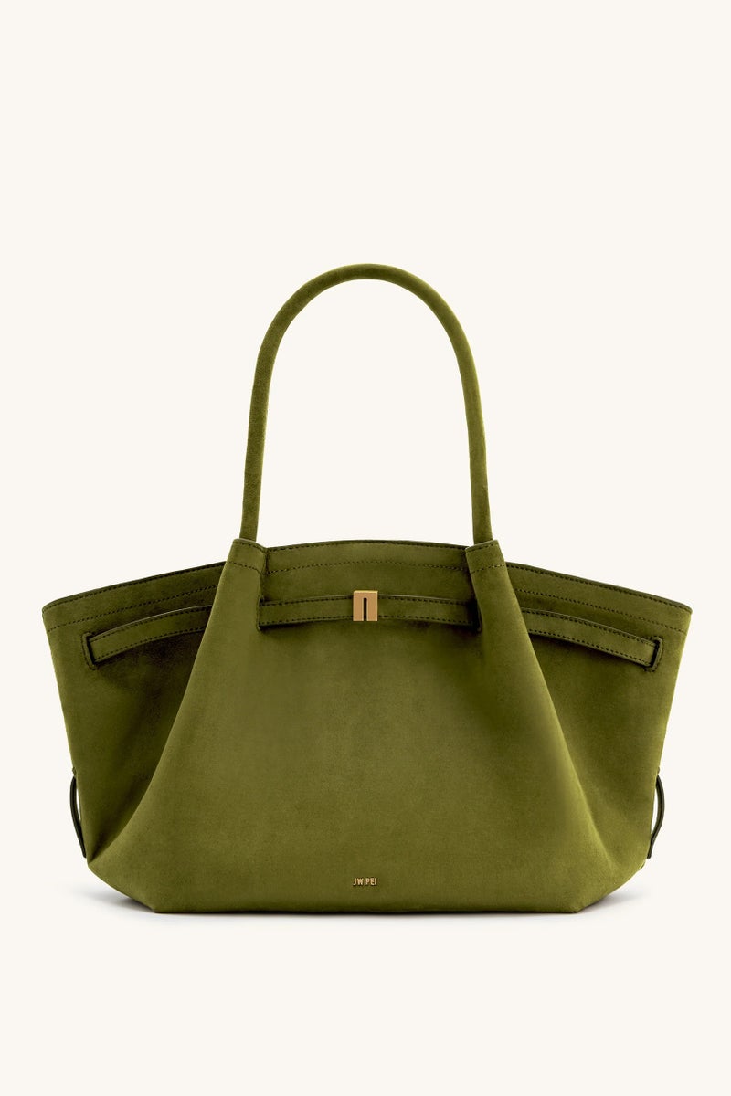 حقيبة يد متوسطة الحجم من الجلد الصناعي باللون الزيتوني الداكن من Hana