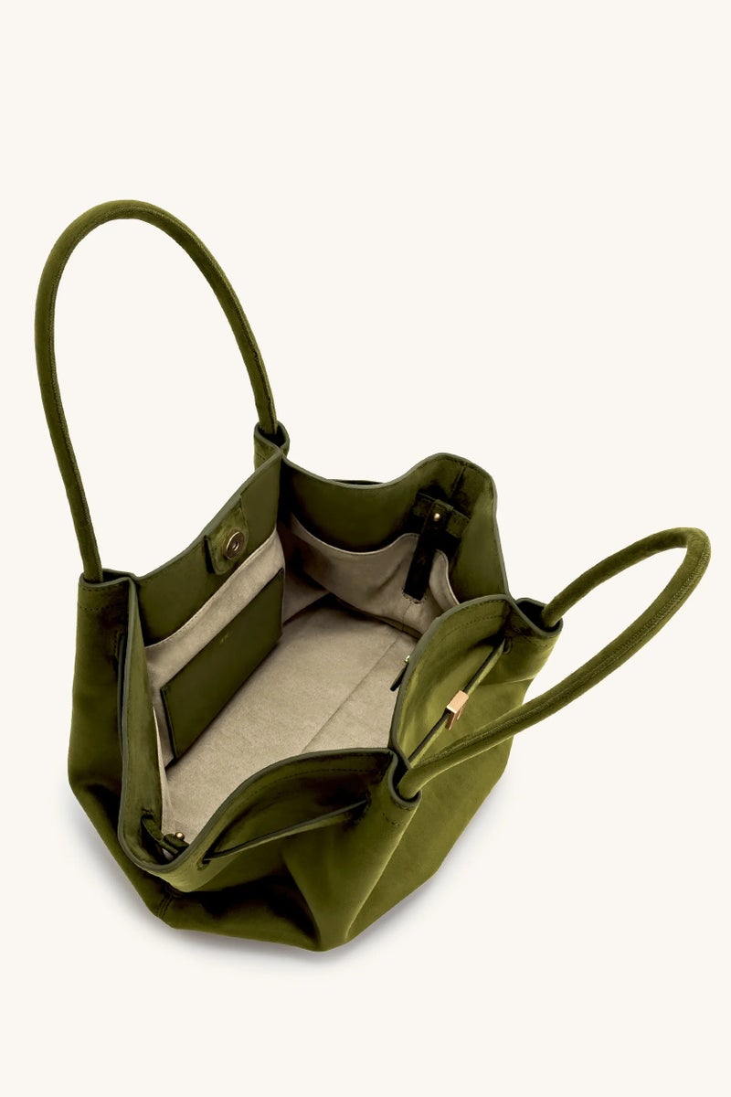 حقيبة يد متوسطة الحجم من الجلد الصناعي باللون الزيتوني الداكن من Hana