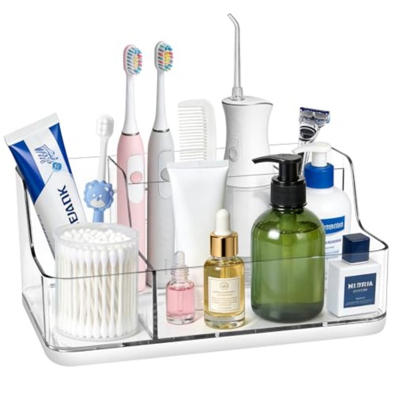 Vanity Bathroom Countertop Storage Rack Lipstick and Makeup Brush Organizer Skincare Storage Box for Vanity Ideal for Bathroom, Living Room, and Kitchen Organization