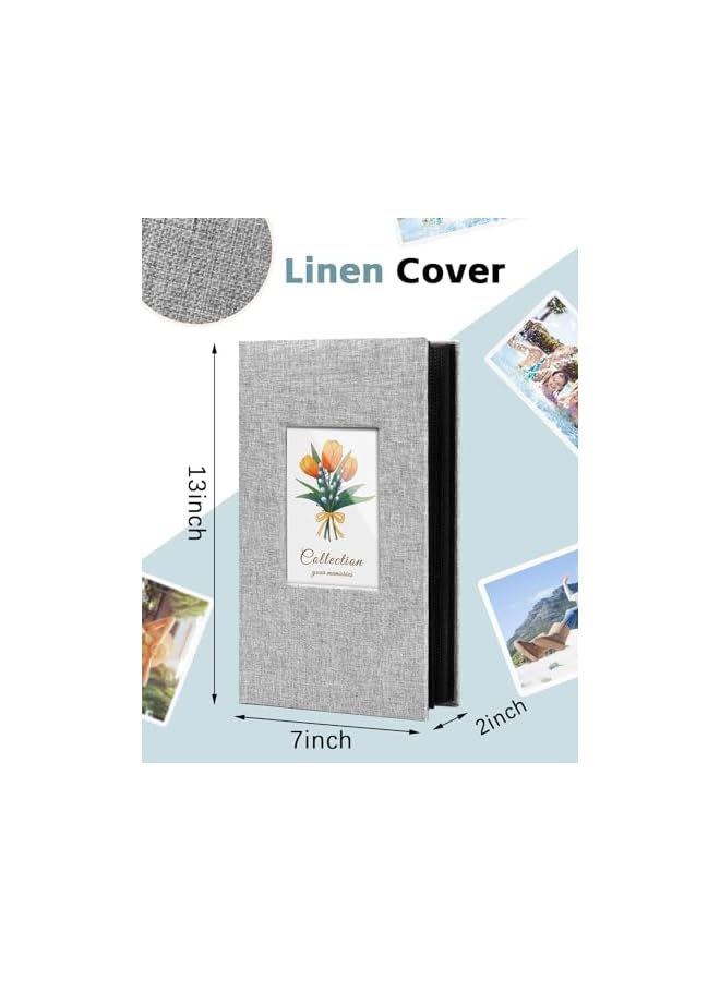 The Bros ألبوم صور من الكتان 4x6 300 صورة غلاف قماشي كتب صور ألبومات زفاف مدرسة عائلة ذكرى عيد ميلاد طفل ذاكرة خطوبة ألبومات سفر (رمادي، 300 جيب) - Image 2