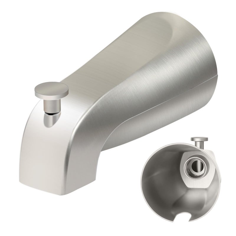 Coolfell 5 14 Inch Bathroom Brushed Nickel Tub Spout with Diverter for 12 IPS Inside Thread Bathtub Faucet for Wall Front Mount Bath Tub Faucet Compatible with Westbrass E531D1F62 - Image 2