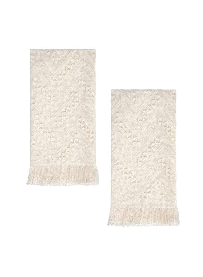 YoulerTex Luxury Decorative Hand Towels Bathroom: 2 Packs 14X30 100% Cotton Turkish Absorbent Soft Face Towel Set for Boho Bathroom Decor Kitchen Hotel Spa Farmhouse Guest Tea Gift (Cream White, 14"x30") - Image 1