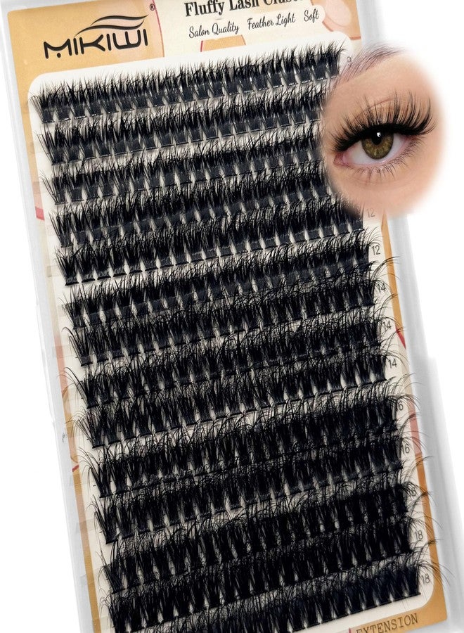 MIKIWI Lash Clusters D Curl Individual Lashes Mixed 9-18mm, Wispy Cluster Eyelash for DIY Lash Extension at Home, Fluffy & Thick Volume Cluster Lashes - Image 1