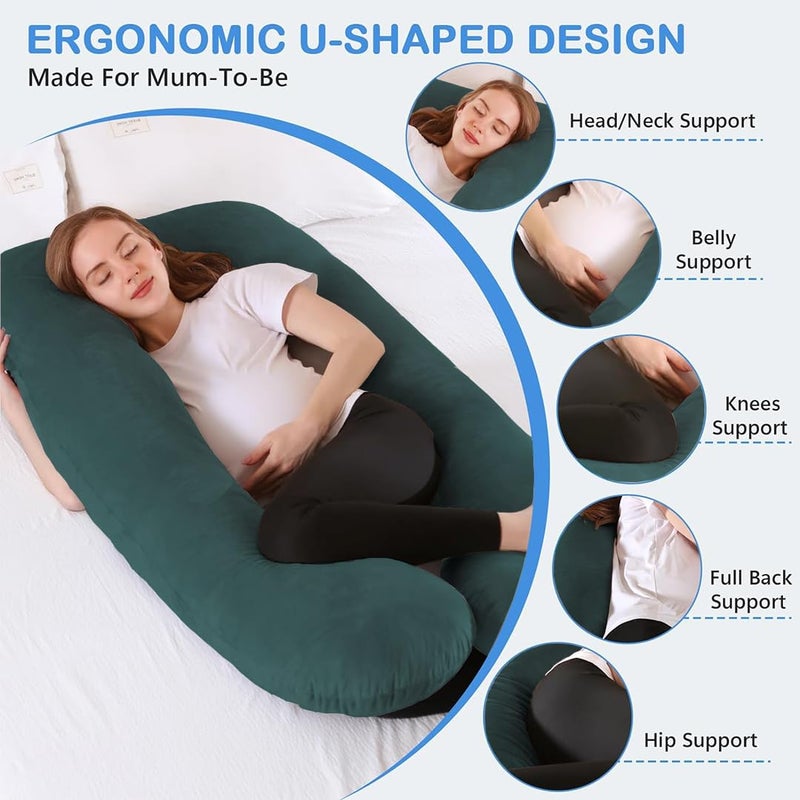 Homerz Homerz Premium Pregnancy Pillow for Pregnant Women 3 Month Warranty Maternity Pillow Pregnancy Gifts for Women Maternity Pillows for Pregnancy Sleeping Washable Velvet Cover UShaped Green - Image 5