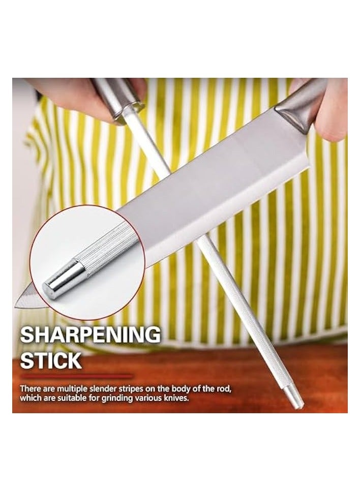 erorex 9 Pieces Kitchen Knife Sets, Spinni ng Magnetic Block, High Carbon, Stainless Steel Blades, Knife For Steak, Bread, Vegetables, and more, Ultra Sharp, Includes Knife Sharpener and Scissors, Silver - Image 4