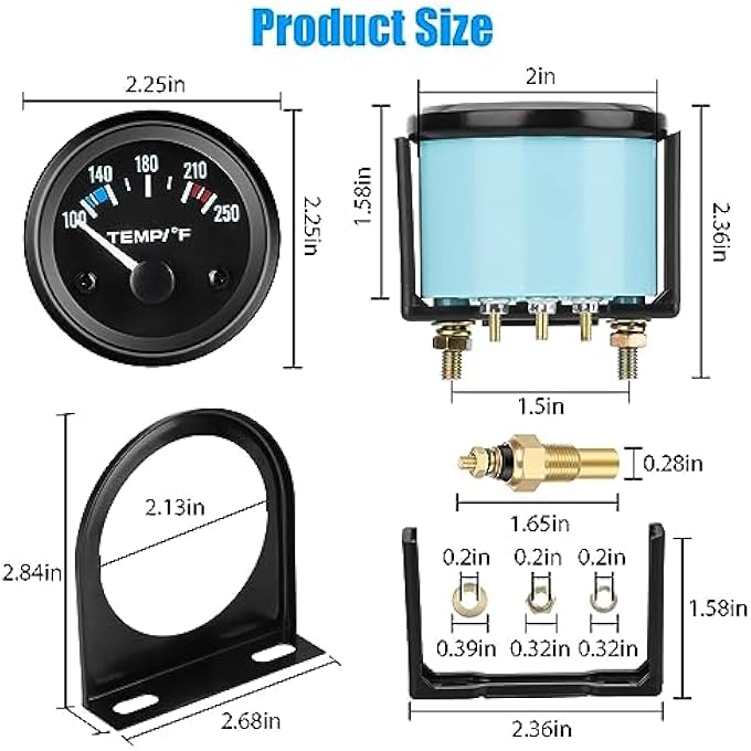 Linkstyle 12V Water Temperature Gauge 52Mm Electrical Water Coolant Temp Gauge Meter With Sensor For Car Rv Truck Boat Marine - Image 3