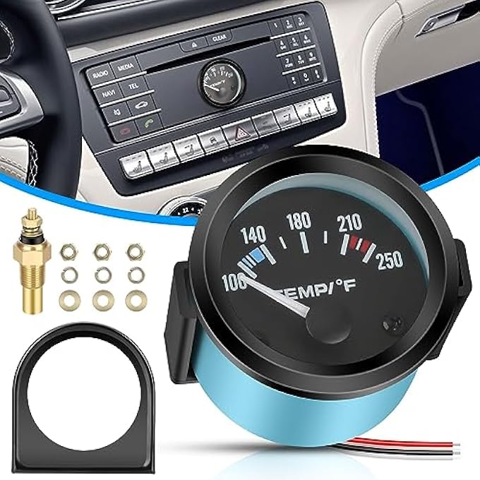 Linkstyle 12V Water Temperature Gauge 52Mm Electrical Water Coolant Temp Gauge Meter With Sensor For Car Rv Truck Boat Marine - Image 2