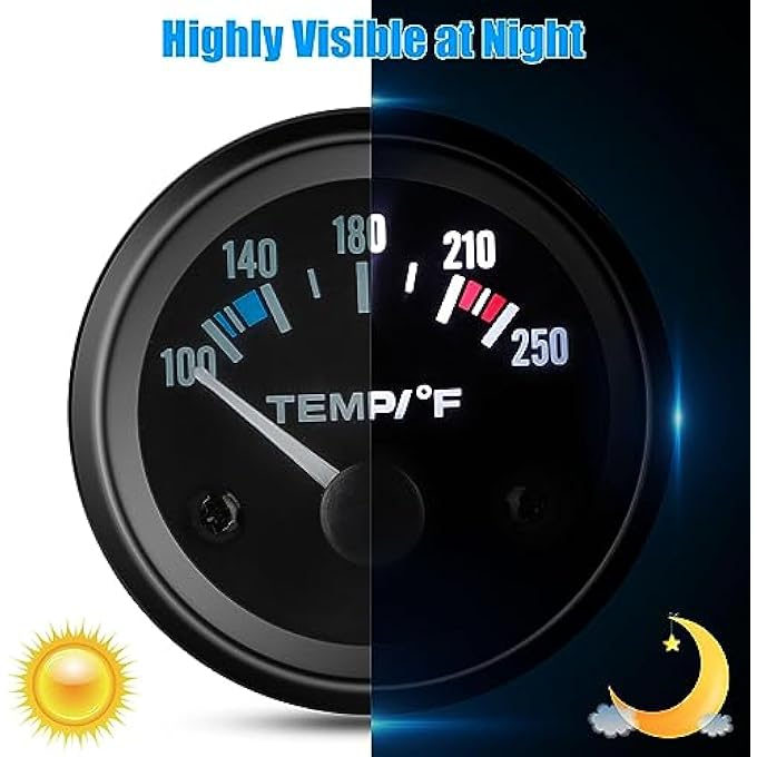 Linkstyle 12V Water Temperature Gauge 52Mm Electrical Water Coolant Temp Gauge Meter With Sensor For Car Rv Truck Boat Marine - Image 5