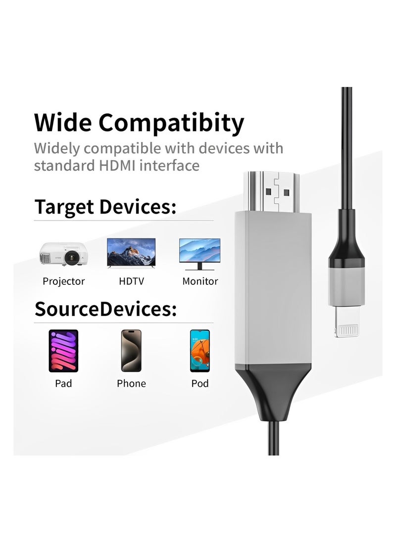FIRST PRO - Lightning to HDMI AV for iPhone to TV, Compatible with iPad air/pro, Sync Screen Directly on HDTV/Monitor/Projector screen NO Need Power Support IOS11.0 & later - perfect for apple tv - Image 1