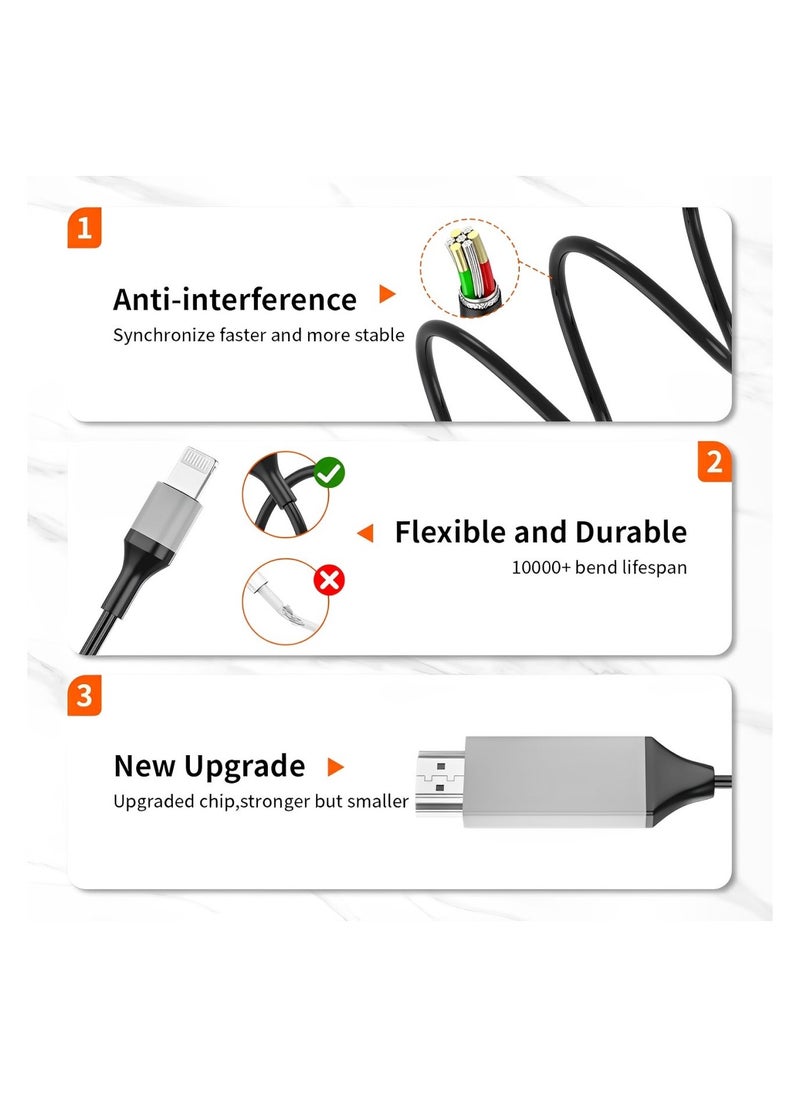 FIRST PRO - Lightning to HDMI AV for iPhone to TV, Compatible with iPad air/pro, Sync Screen Directly on HDTV/Monitor/Projector screen NO Need Power Support IOS11.0 & later - perfect for apple tv - Image 1