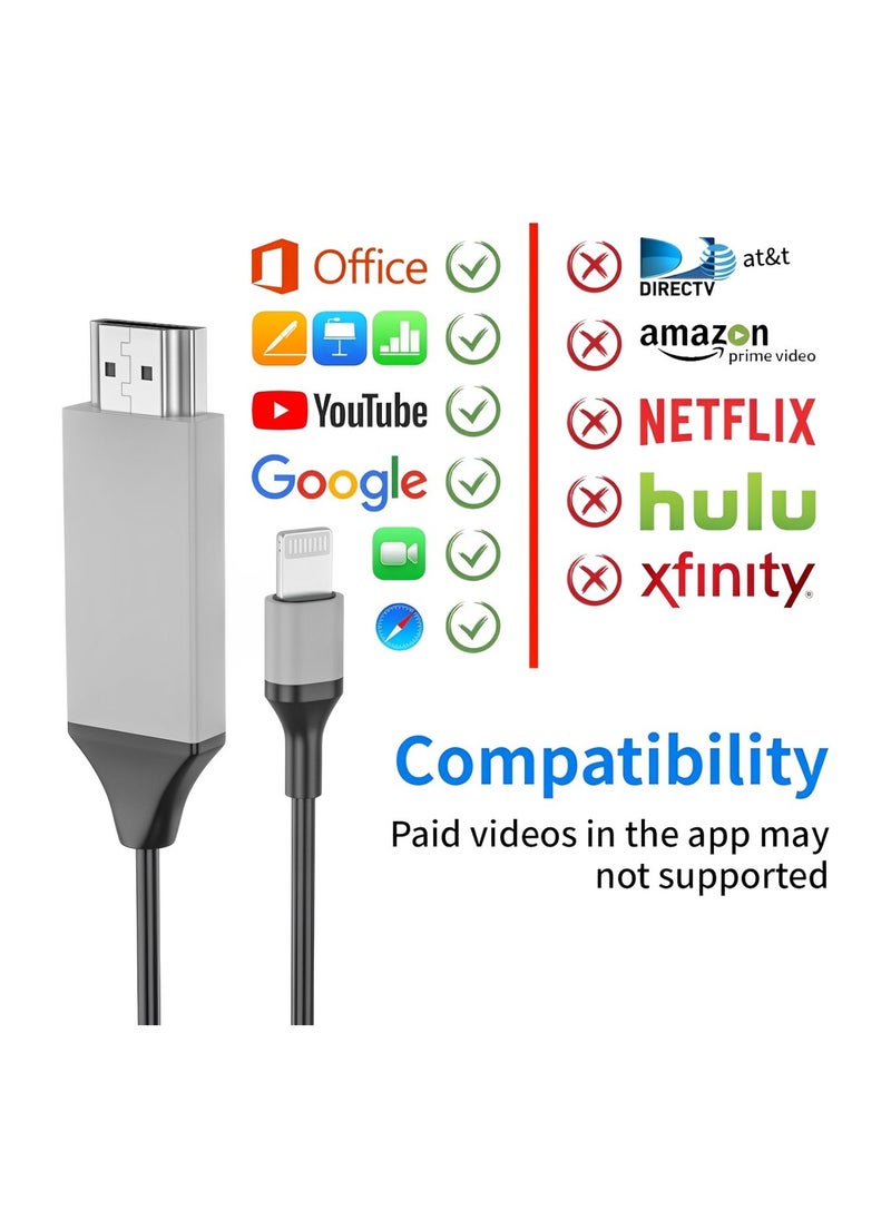 FIRST PRO - Lightning to HDMI AV for iPhone to TV, Compatible with iPad air/pro, Sync Screen Directly on HDTV/Monitor/Projector screen NO Need Power Support IOS11.0 & later - perfect for apple tv - Image 1