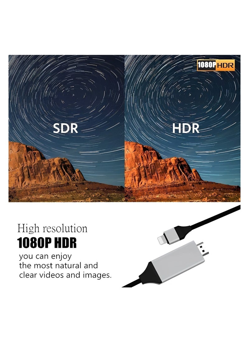 FIRST PRO - Lightning to HDMI AV for iPhone to TV, Compatible with iPad air/pro, Sync Screen Directly on HDTV/Monitor/Projector screen NO Need Power Support IOS11.0 & later - perfect for apple tv - Image 1