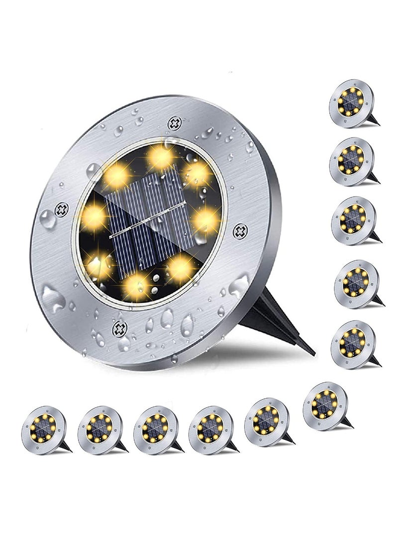 Next Life 12 pcs Warm Solar Ground Lights LED Solar Disc Lights Outdoor Waterproof Underground Lights Solar Garden Lights Landscape Lights for Deck Path Yard Pathway - Image 1