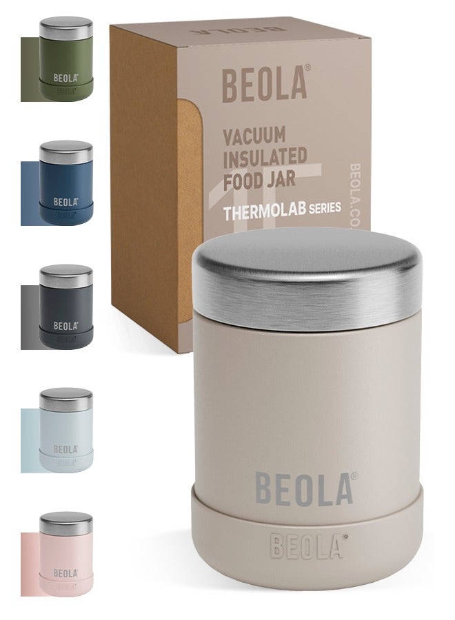 BEOLA 450ml Food Jar Lunch Box Thermos Stainless Steel Double Wall Insulated Travel Food Flask for Kids and Adults, 15oz (Sand Dune)  - Image 1