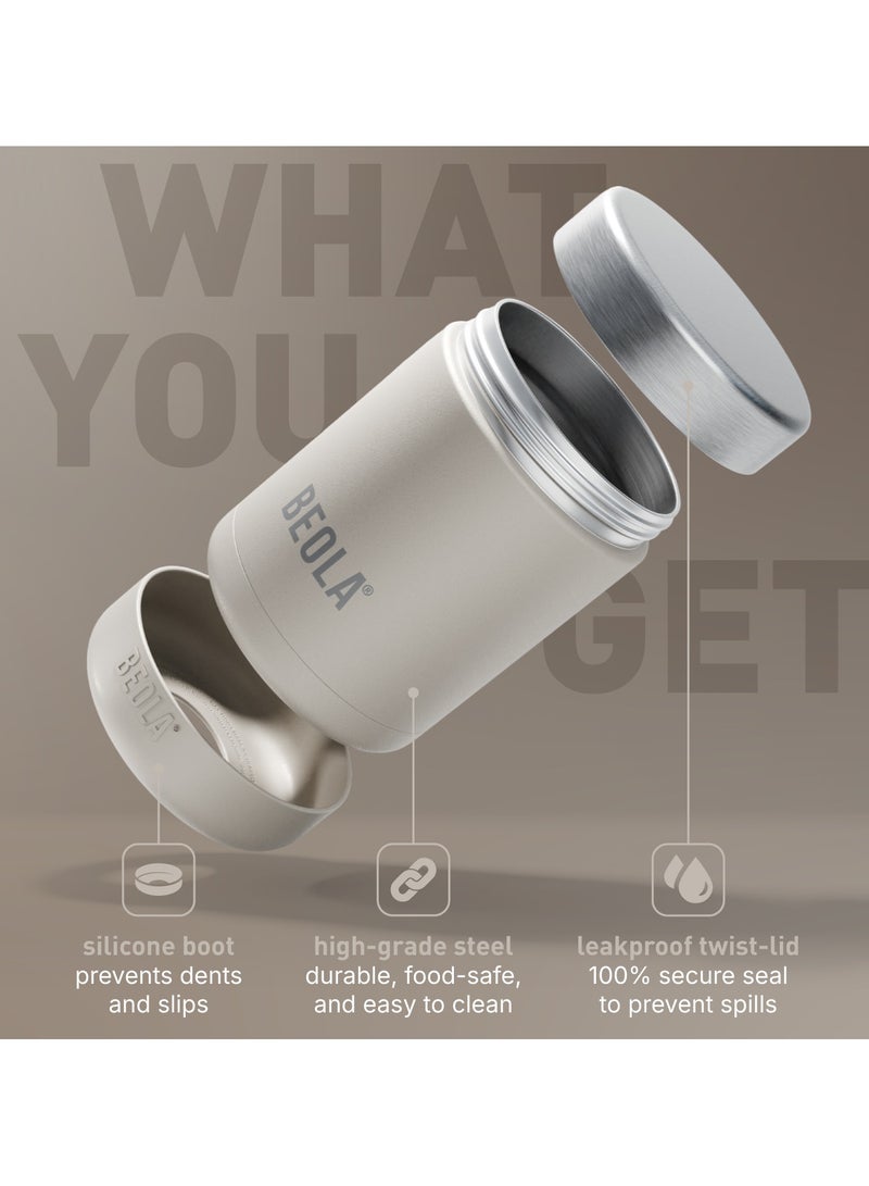 BEOLA 450ml Food Jar Lunch Box Thermos Stainless Steel Double Wall Insulated Travel Food Flask for Kids and Adults, 15oz (Sand Dune)  - Image 2