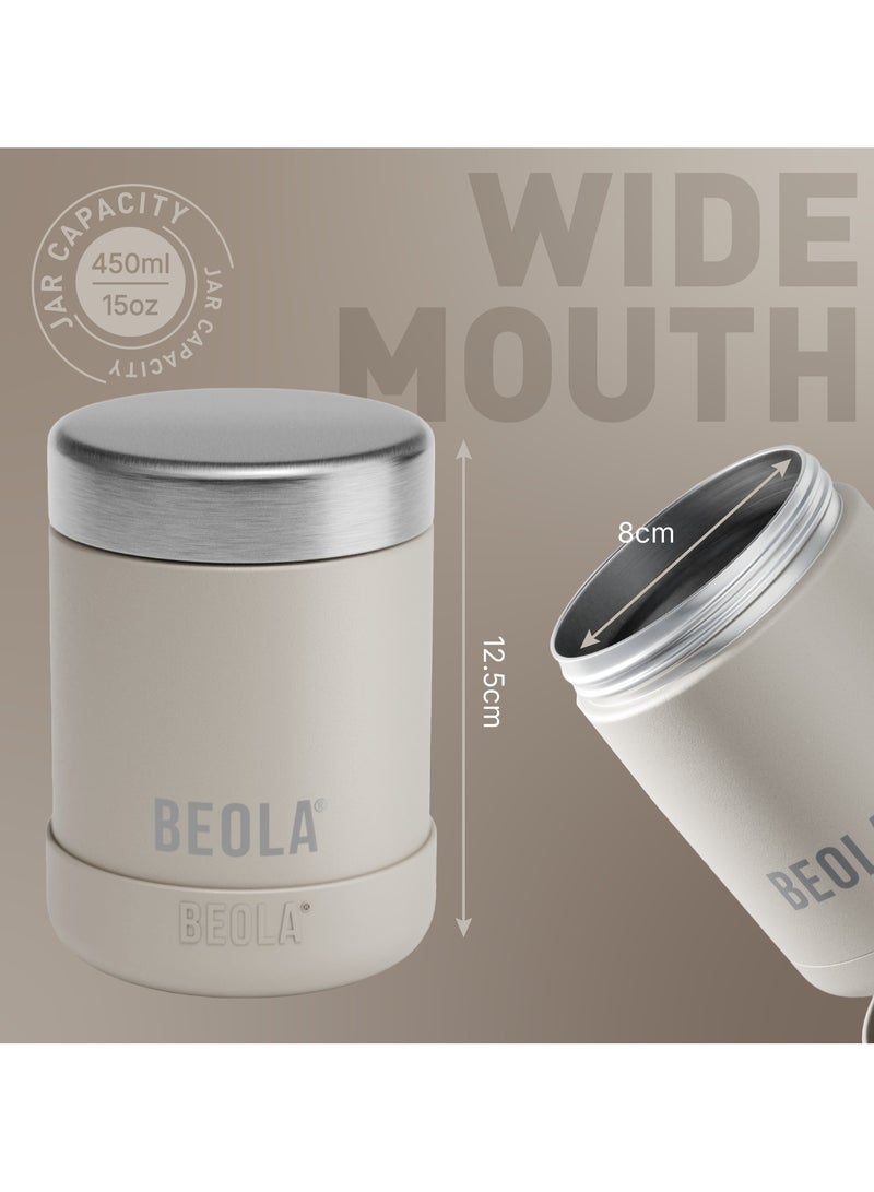 BEOLA 450ml Food Jar Lunch Box Thermos Stainless Steel Double Wall Insulated Travel Food Flask for Kids and Adults, 15oz (Sand Dune)  - Image 4