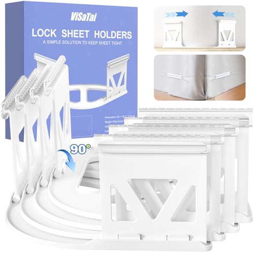 ViSaTai Bed Sheet Holders for Corners, Upgrade Heavy Duty Sheet Locks for Fitted Sheets, 4PCS Invisible Non-Slip Grippers, Stays Tight All Night, Easy Install, Universal Fit for Home, Dorm & Hotel - Image 1