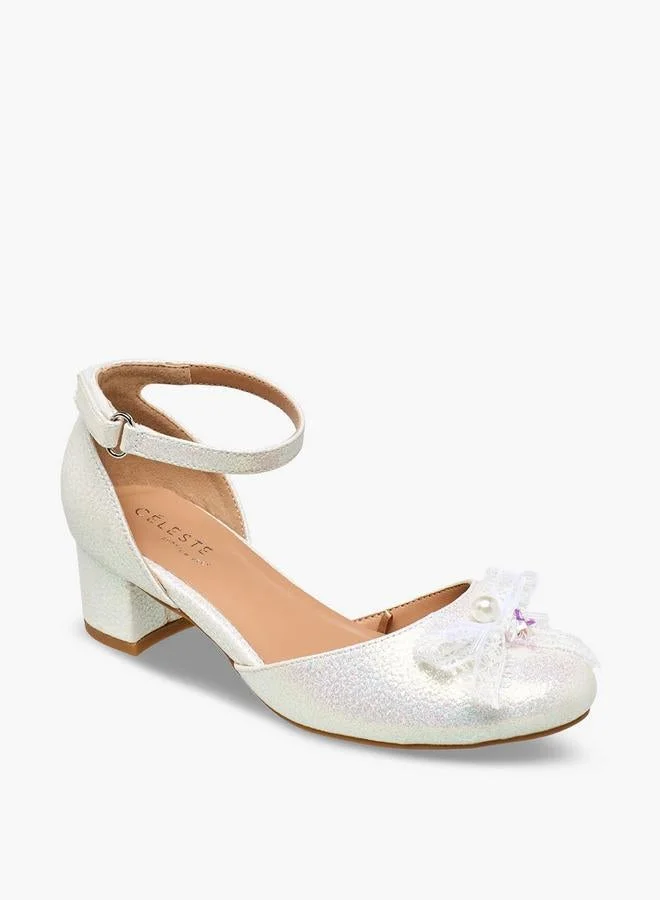 Celeste Girls Bow Embellished Block Heel Sandals