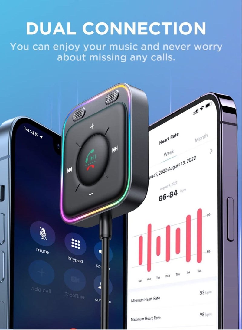 Captaintech AUX Bluetooth Car Kit, Bluetooth 5.3 Car Adapter with Dual Mics and Noise Cancellation, with Plug-and-Play and Noise Filter for Hands-Free Calls and Stereo Audio - Image 4