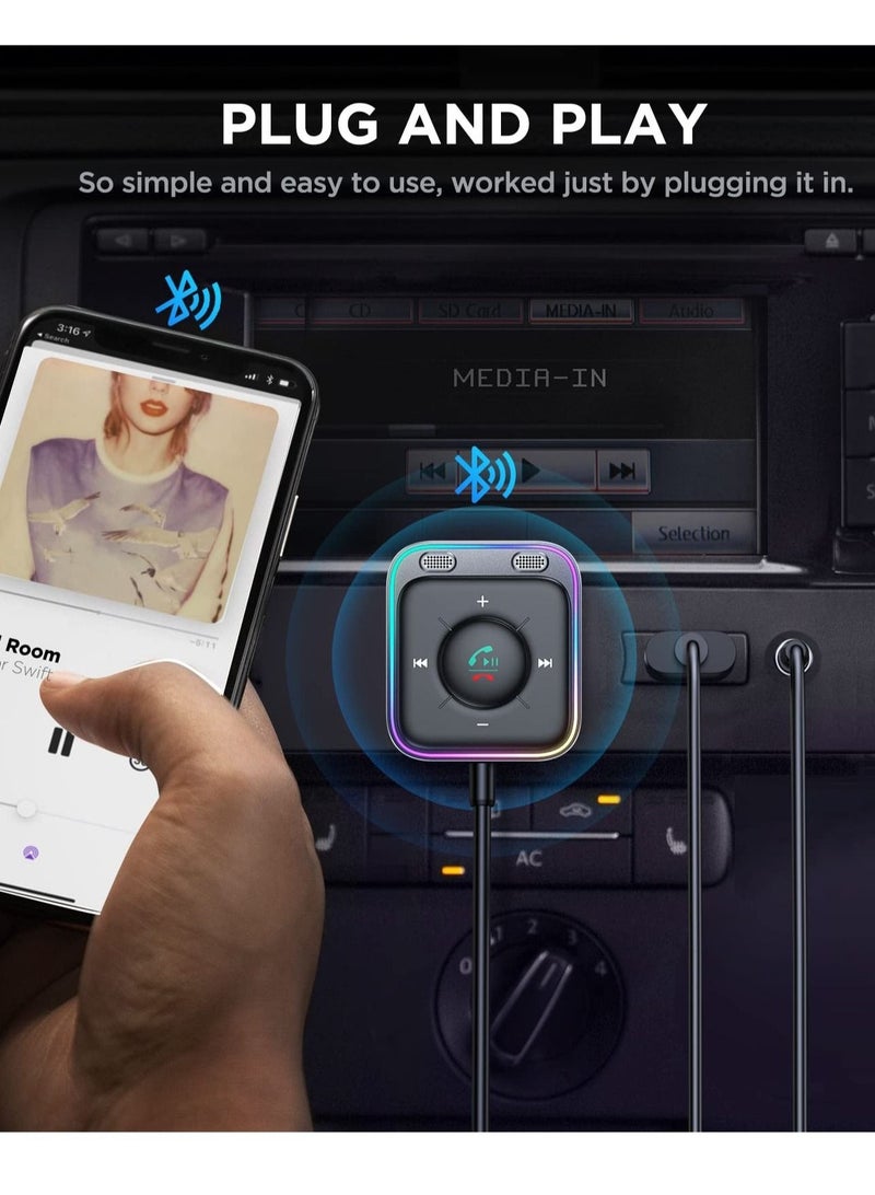 Captaintech AUX Bluetooth Car Kit, Bluetooth 5.3 Car Adapter with Dual Mics and Noise Cancellation, with Plug-and-Play and Noise Filter for Hands-Free Calls and Stereo Audio - Image 3