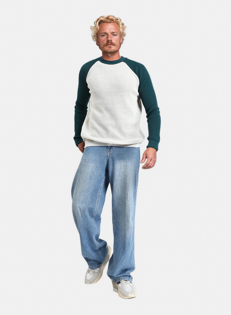 RAVIN Men Bi Tone Self Pattern Pullover Dark Green White - Image 4