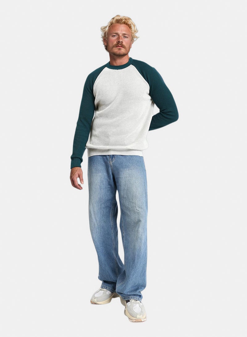 RAVIN Men Bi Tone Self Pattern Pullover Dark Green White - Image 5