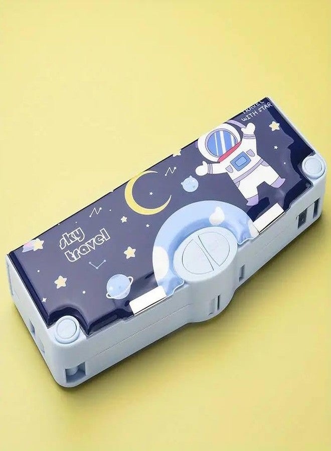 DD RETAILS Multifunctional Space Pencil Case || Cartoon Pattern Stationery Set with Pop Out Scissors and Sharpener || Large-Capacity Pencil Case for Boy & Girl (Pack of 1) (Magnetic Pencil Box) - Image 2