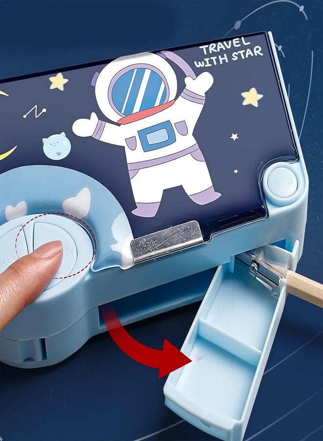 DD RETAILS Multifunctional Space Pencil Case || Cartoon Pattern Stationery Set with Pop Out Scissors and Sharpener || Large-Capacity Pencil Case for Boy & Girl (Pack of 1) (Magnetic Pencil Box) - Image 5