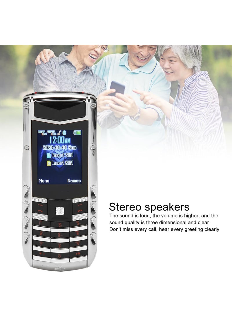 هوب هاتف محمول لكبار السن بأزرار كبيرة، صوت عالي وشاشة 1.77 بوصة، هاتف مميز بشريحتين GSM مفتوح، مع هيكل معدني فاخر، سهل الاستخدام لكبار السن (فضي) - Image 2