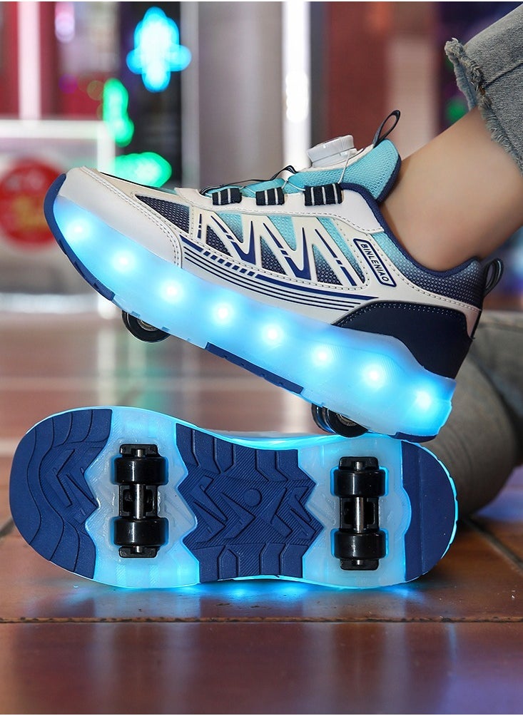 NIBEMINENT Roller Skates 4 Wheels Shoes for Kids New Upgrade Skates Sneakers LED Light Up Rechargeable Sport Sneaker for Boys Girls Beginner More Balanced  - Image 5