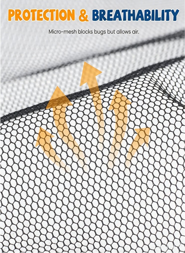 meayul 2 Pcs Mosquito Net for Pram, Universal Pram Mosquito Net w/Elastic Edge, Durable Mesh with Tear-Resistant Polyester, Breathable & Sturdy, Against Insect & Strangers, Easy to Install & Store, Black - Image 4
