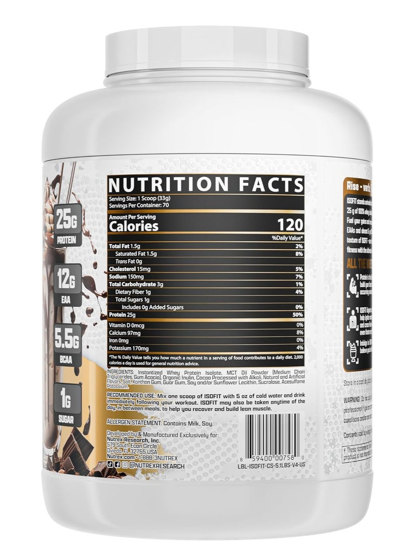 Nutrex Research IsoFit Whey Protein Powder Instantized 100%  Isolate Whey Protein Chocolate Shake Flavour 70 Servings 5lbs 2317gm  - Image 4