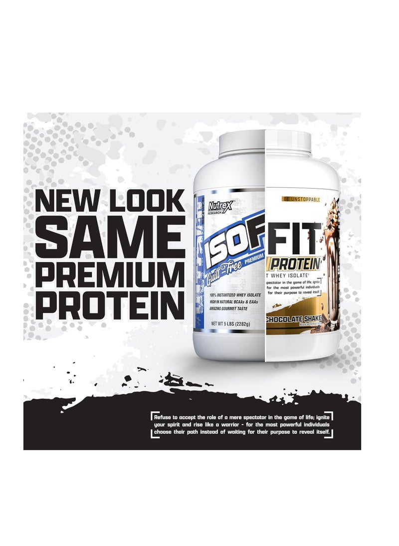 Nutrex Research IsoFit Whey Protein Powder Instantized 100%  Isolate Whey Protein Chocolate Shake Flavour 70 Servings 5lbs 2317gm  - Image 3