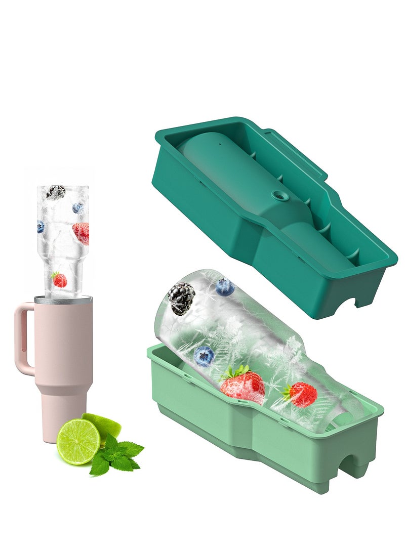 HomKawt Ice Cube Tray Ice Cube Mold Suitable for 30oz/40oz Water Glass Ice Making Mold, Reusable Cylindrical Silicone Ice Cube Mold, Can Be Used For Ice Drinks, Juice, Whiskey, Cocktails(Green) - Image 1