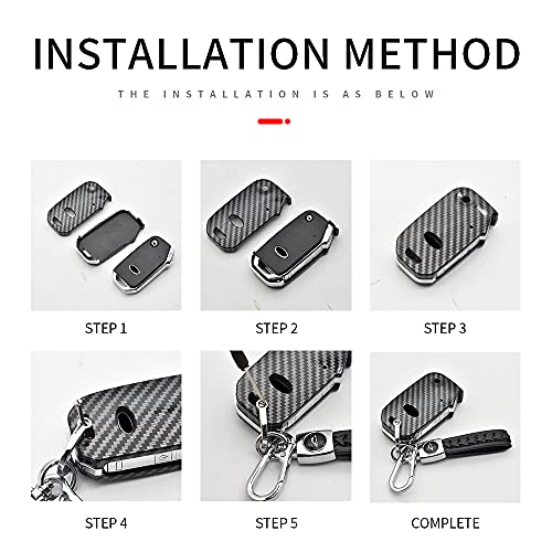 ontto Key Fob Cover for Kia Flip Remote Stylish Key Case Holder Black - Image 5