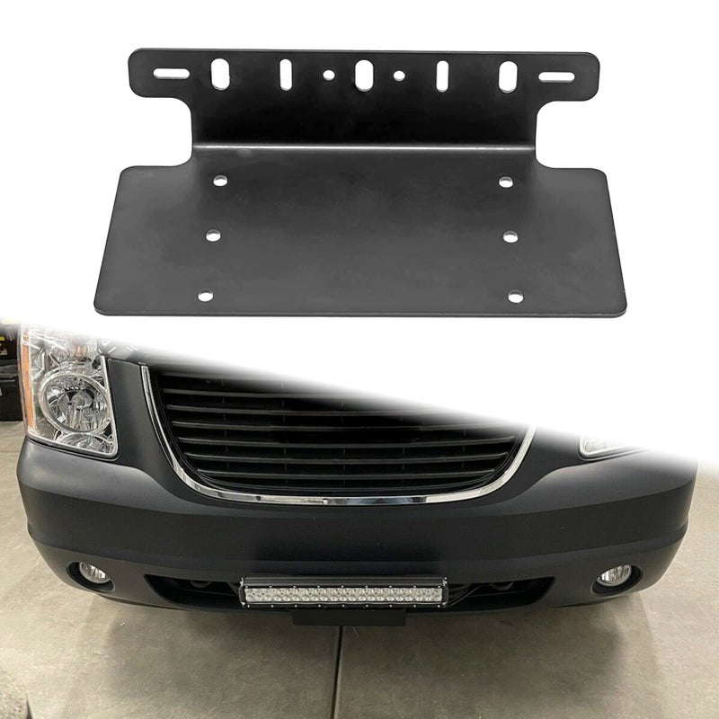 DaSen Compatible with 3 6 7 12 17 20 LED Light Bar American Standard 6x12in Front License Plate Mounting Bracket Compatible with Truck SUV 4X4 4WD OffRoad