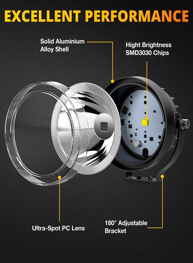 NAOEVO 4 Inch Round LED Pod Lights, 60W 6000LM LED Spot Off Road/Driving/Fog Lights for Truck Car ATV UTV Boat Motorcycle, 2-Pack (White) - Image 3