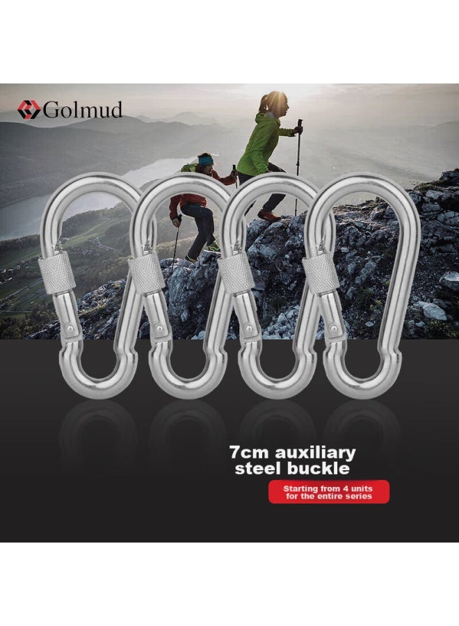 Golmud Geermu 7cm Spring Hook, Carabiner, Main Lock, Simple Hook, With Lock, Safety Hook, Steel Wire Rope Key Hook X4 Pieces - Image 1