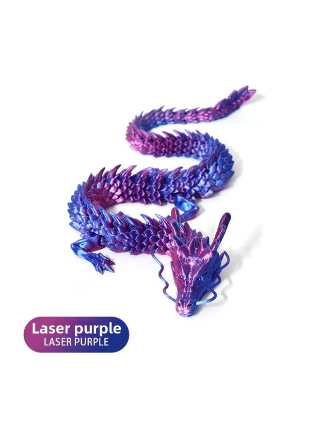 3d Printing Chinese Dragon Ornaments Fish Tank Landscaping Dragon Handicraft Joint Movable Creative Toys-Color:Laser Purple-Size:25cm Chinese Dragon - Image 1