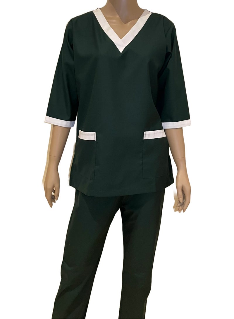 Rannah's Uniform Scrubs Three-Quarter Sleeve Medical Uniform Unisex Top and Pants Dark Green Nurse Suit Set  - Image 5